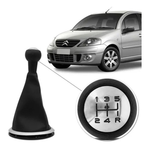Bola Manopla Cambio Citroen C3 2010/... + Coifa Aro Cromado
