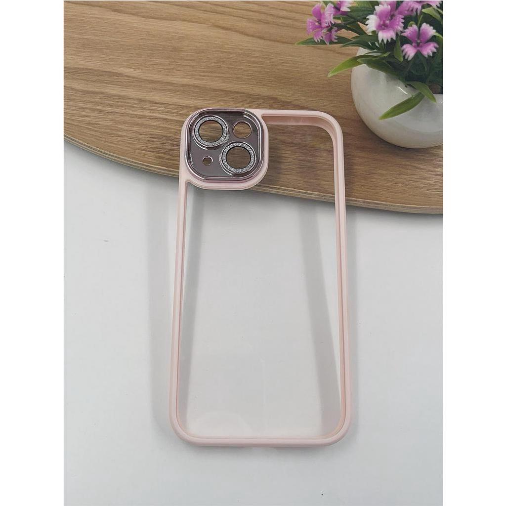 Capinha Transparente com Strass e Proteção para Câmera Compatível com iPhone 11 12 13 14 Pro Max 14 Plus