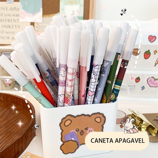 Kit 6 Caneta Apagável Fofo 0.5mm Tinta Azul
