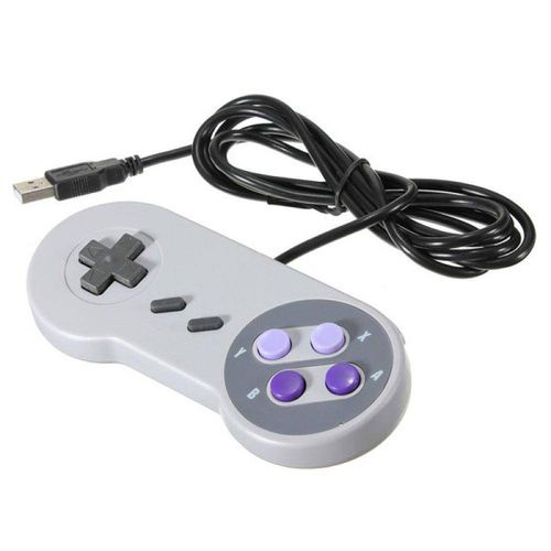 Kit C/2 Controle Super Nintendo Novo Usb Snes Emulador Retro