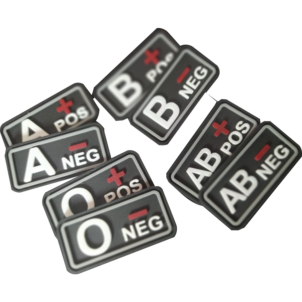 Patch tipo sanguíneo emborrachado airsoft Patches
