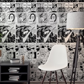 Papel de Parede Naruto Manga Adesivo Naruto Preto e Branco Adesivo Lavável Achadinho Shopee