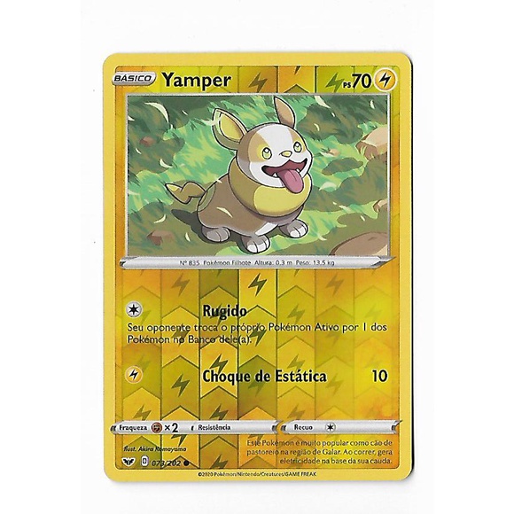Pokemon Yamper Reverse Foil Espada e Escudo Base Shopee Brasil