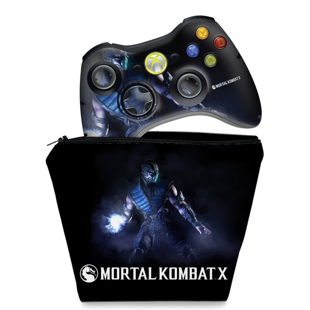 Capa Case e Skin Adesivo Xbox 360 Controle - Mortal Kombat X Subzero