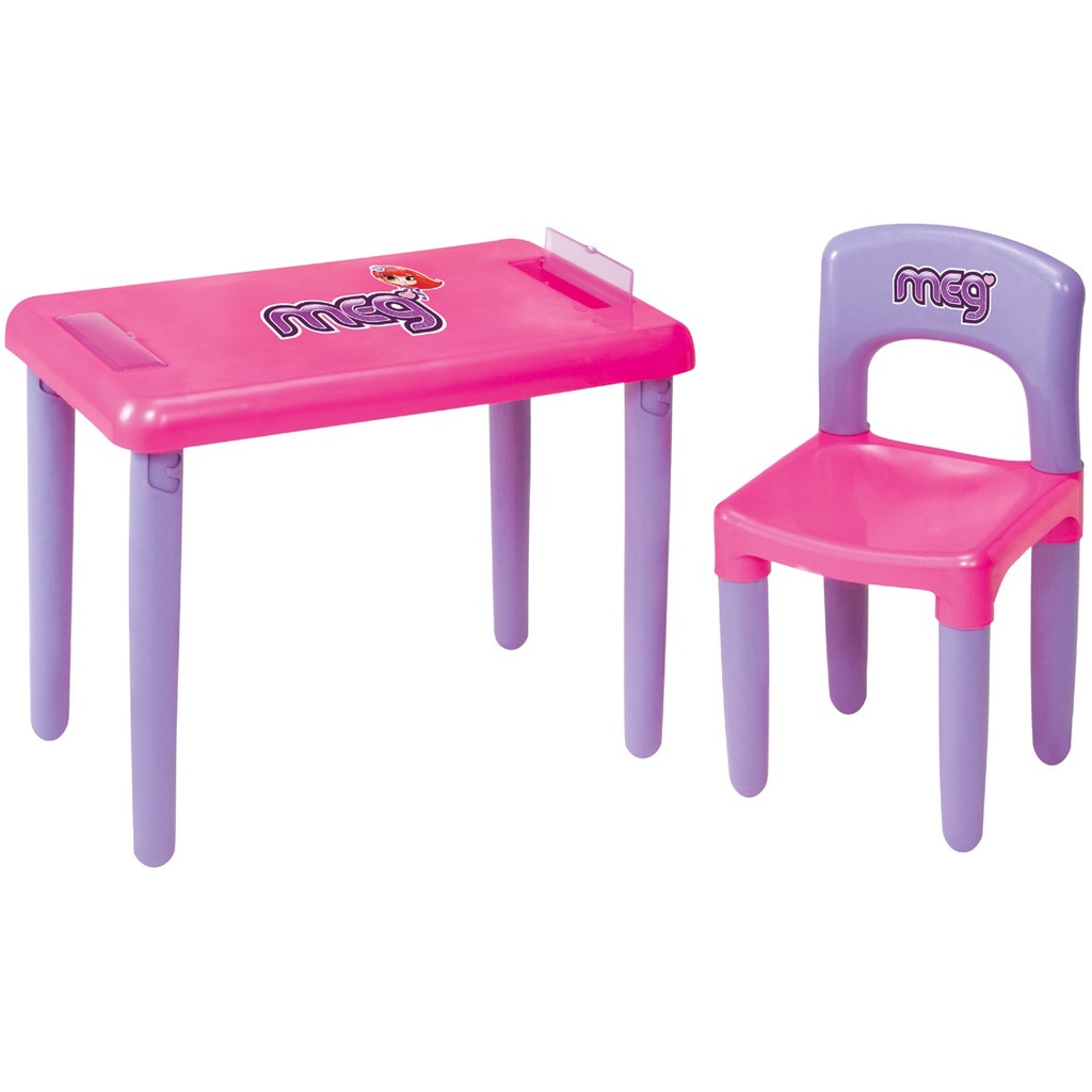 Mesa Mesinha Infantil Com Cadeira Rosa Meg 3023 - Magic Toys