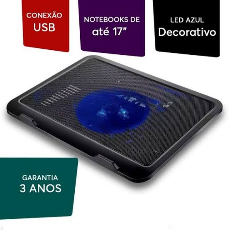 Base Ergonômica Com Cooler Para Notebook Multilaser Ac263