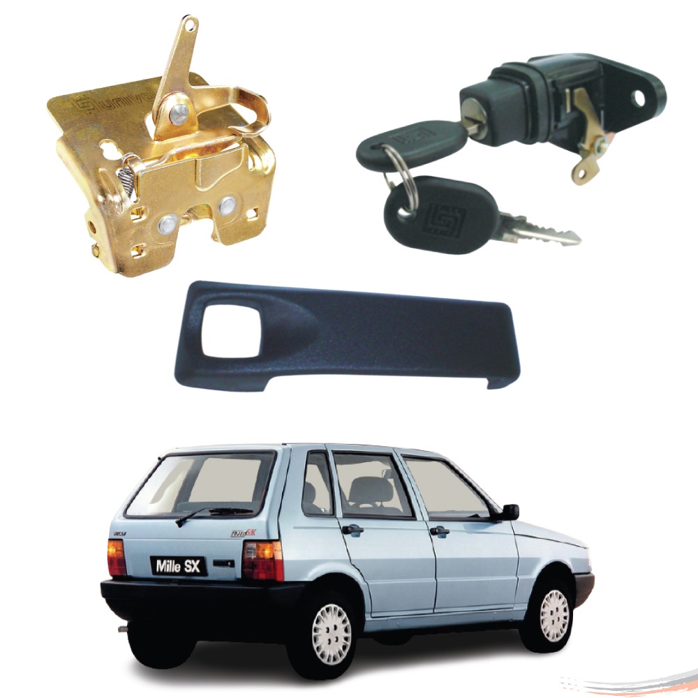 Kit Maçaneta Fechadura Botão Com Chave Porta Mala Uno 96 A 03 - Spare Parts and Accessories for Vehicles