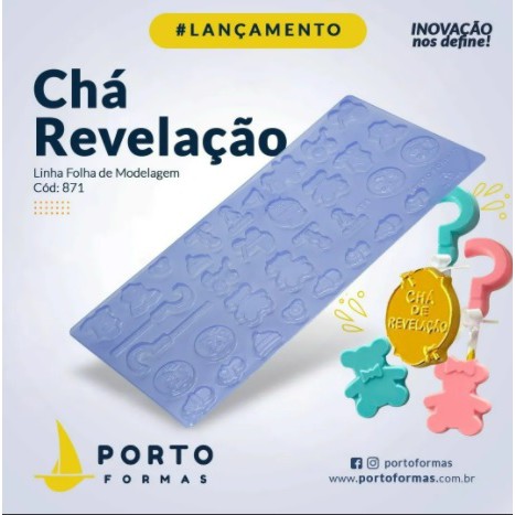 Forma Placa De Modelagem Para Chocolate Festas e Confeitaria APLIQUE CHÁ REVELAÇÃO - CÓD 871