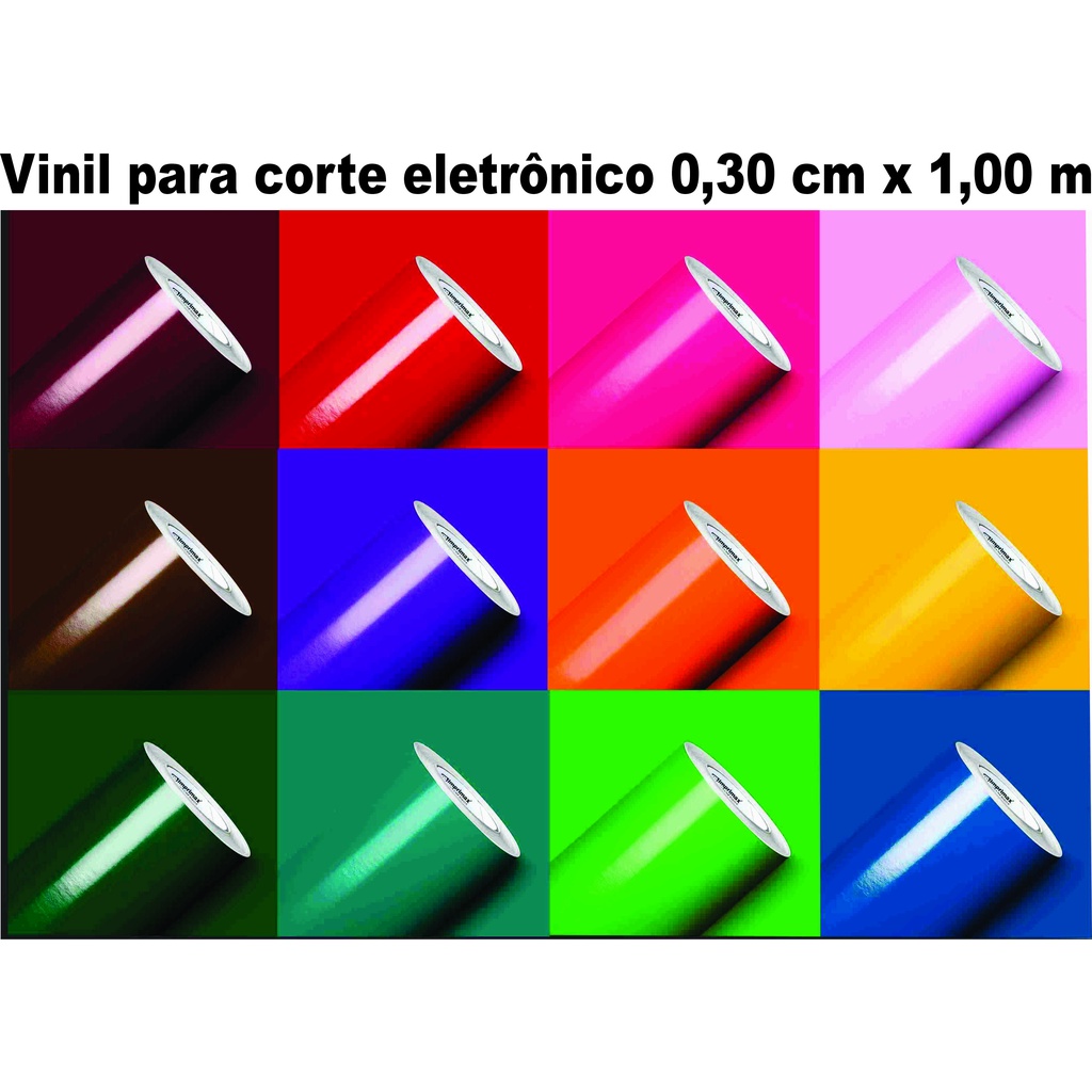 Vinil Adesivo 30cm x 1m - Ideal para Silhouette Cameo, Portrait, Scanncut, Plotter de recorte e outros.