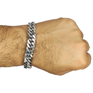 Pulseira Corrente De Pulso Masculina Prata Grumet Elo Grosso Pesada