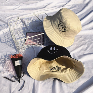 Bone Chapeu Bucket Hat Smile Sorriso Dupla Face Bege Top