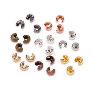 100pçs/Lote 3 4 5 mm Prata Cobre Tampas Redondas Crimp Beads Espaçadores De Contas Para Jóias De Bricolagem Suprimentos