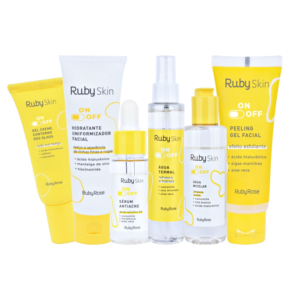 Linha skincare Ruby Skin On+Off e Ruby Rose Peeling Sérum antiacne