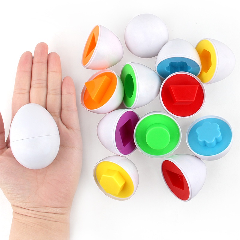 6 Peças Brinquedo Educativo Montessori 3D Jogo De Ovos Com Cores E Formatos Para Crianças