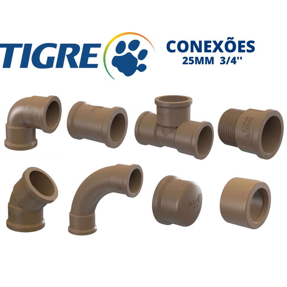 Cotovelo, Luva, Te, Curva, Adaptador, Caps, Bucha Redução 25mm 3/4" Tigre