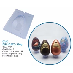 1~4 Forma BWB Com Silicone (3 partes) Para Chocolate Cód. 9727 - Ovo Delicato 350g. Páscoa (CHOCO)