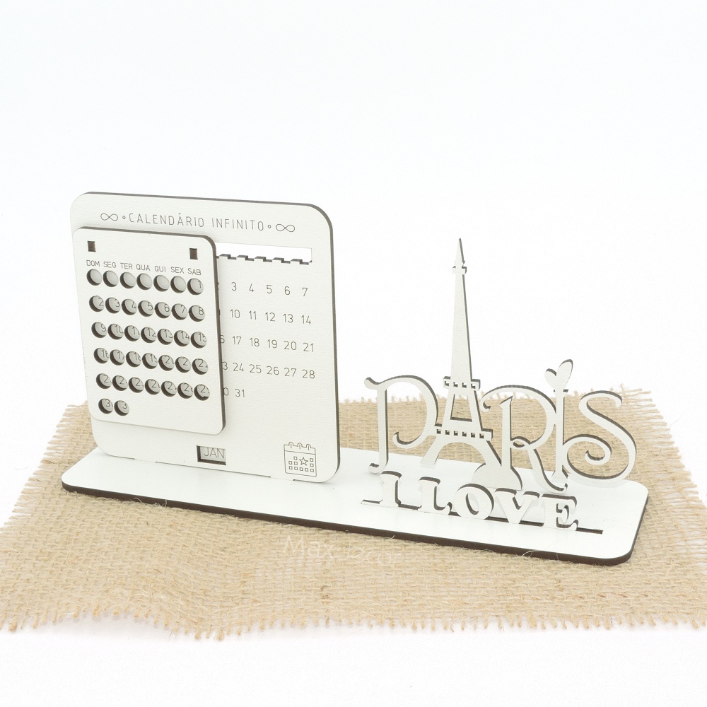 5 Calendário Infinito Personalizado Mdf Branco - Paris