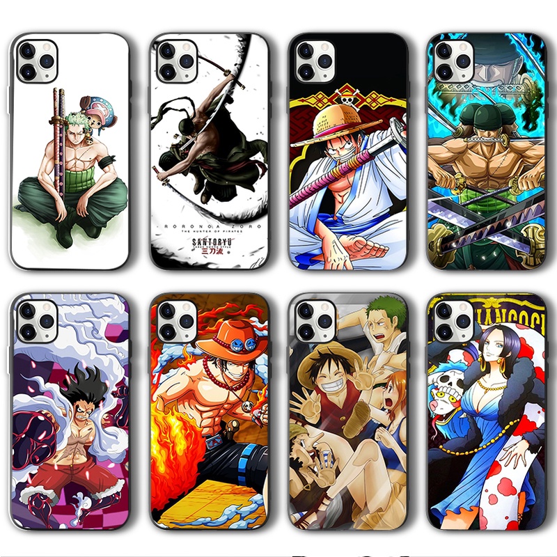 Capa Flexível Preta Anime One Piece Zoro Para iPhone 13 Pro Max 11 12 X XS 7 8 Plus SE 2020