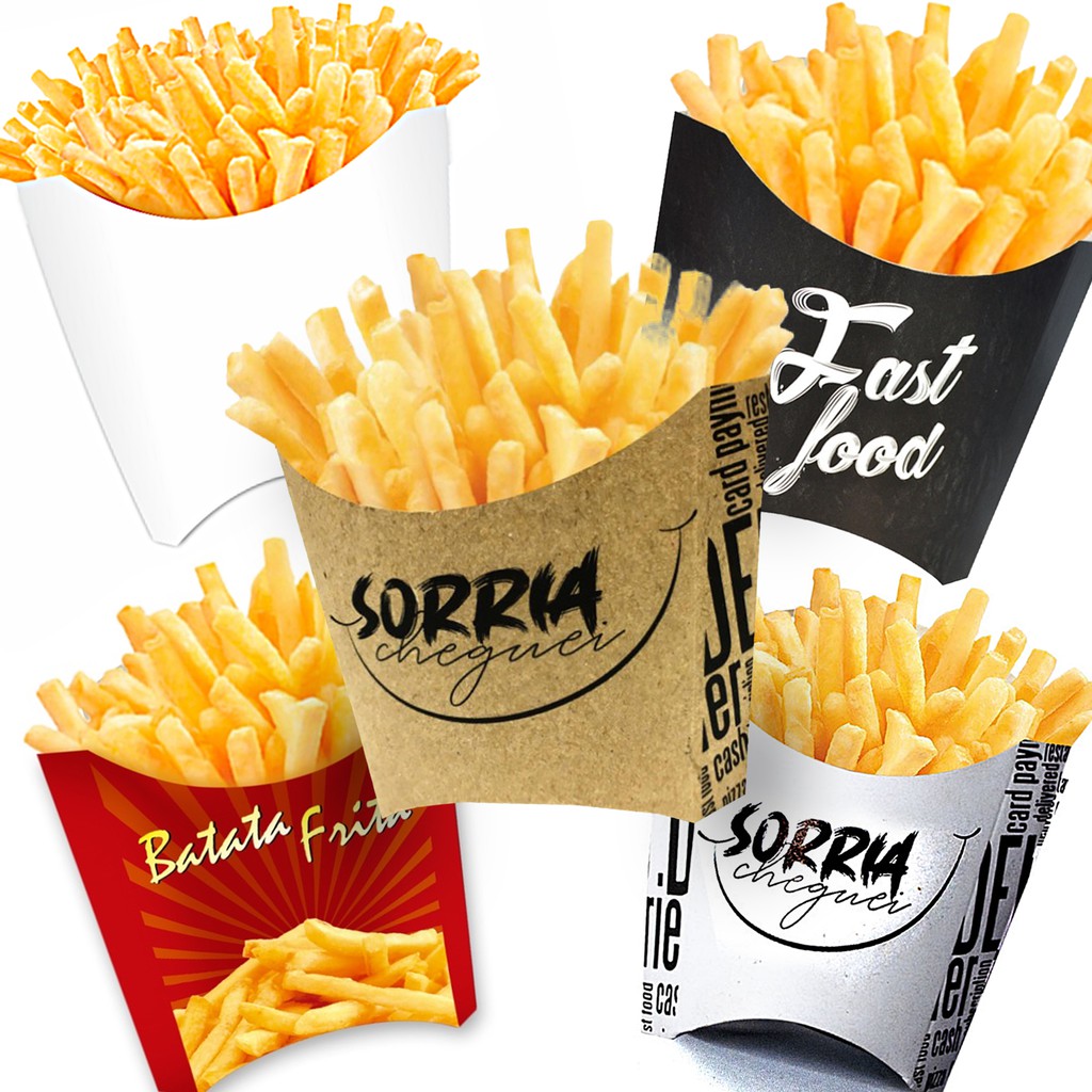 (50 unid.) Embalagem Caixa de Batata Frita -  Tamanho P, M e G - 50 unidades em Oferta na Shopee
