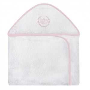 Toalha Com Capuz Bordada Realeza Coroa Rosa Forrada Toalha Fralda 100% Algodão