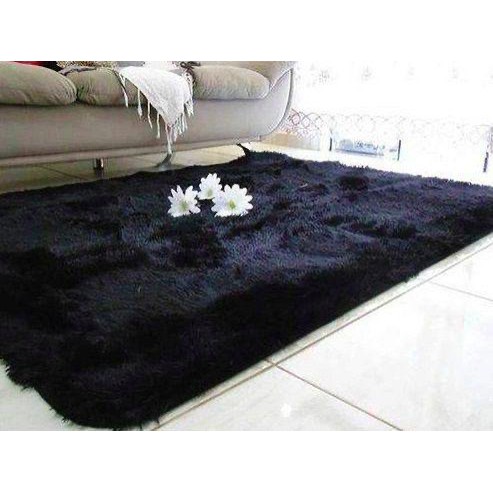 Tapete Peludo De Sala e Quarto Com Toque Felpudo 2M x 2,40M Preto