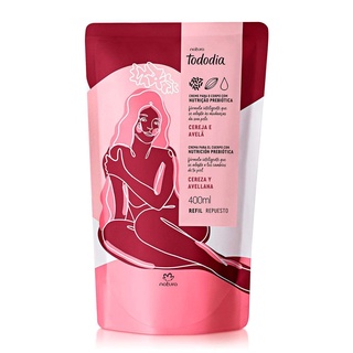 Refil Hidratante Corporal Natura TodoDia 400ML - Creme Cereja e Avelã Algodão Macadâmia Noz Pecã e Cacau