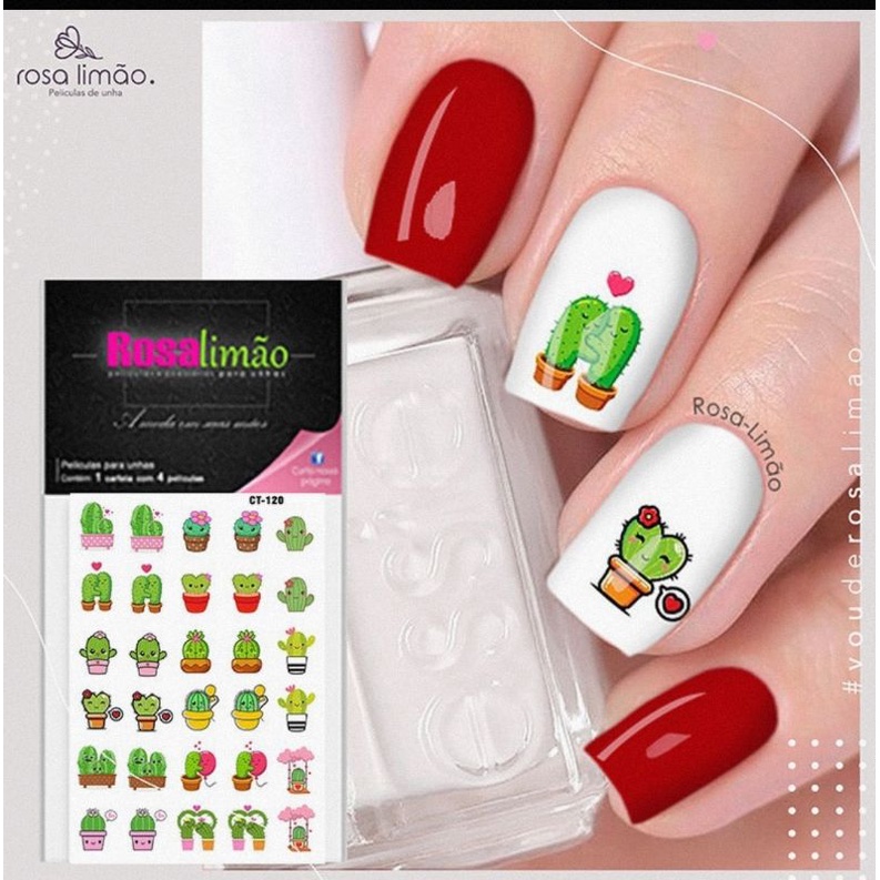 Suculentas 30 Adesivos De Unhas Cacto Suculenta