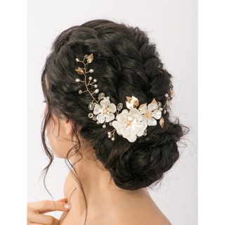 Arranjo Noiva Grinaldas  Pérolas Floral Fios Prata& Dourada Para Penteado Cabelo Casamento Festa 15 Anos em Oferta na Shopee