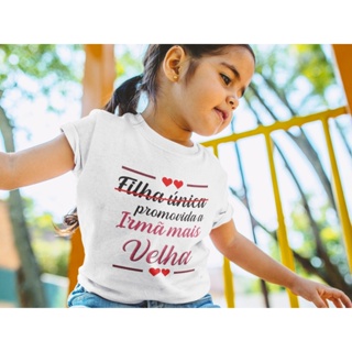 Camiseta Promovida a Irmã Mais Velha Personalizada em Oferta na Shopee