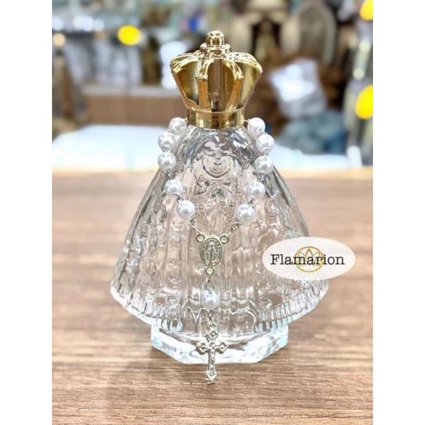 6 garrafinha Água Benta De Nossa Senhora Aparecida Vidro terço