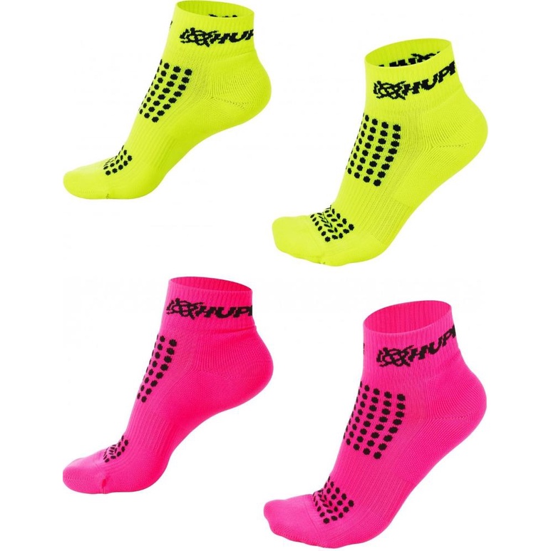 Kit 02 Pares Meia Corrida HUPI Pro Running Rosa e Amarelo em Oferta na Shopee