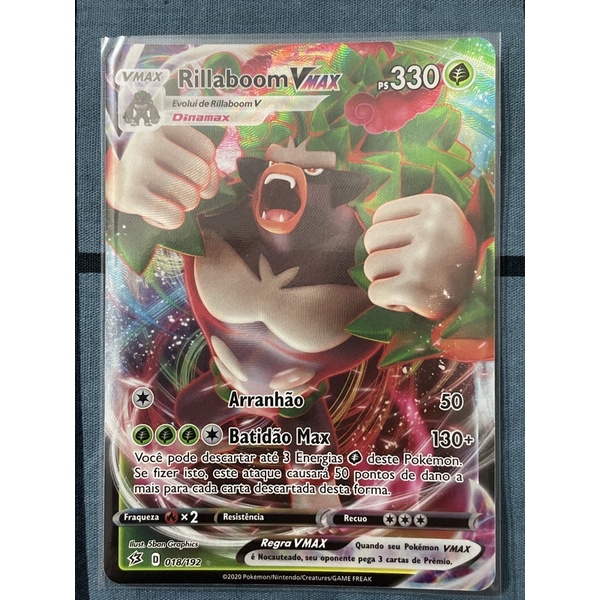 Carta Rillaboom VMax (018/192) Rixa Rebelde - Pokemon TCG | Shopee Brasil