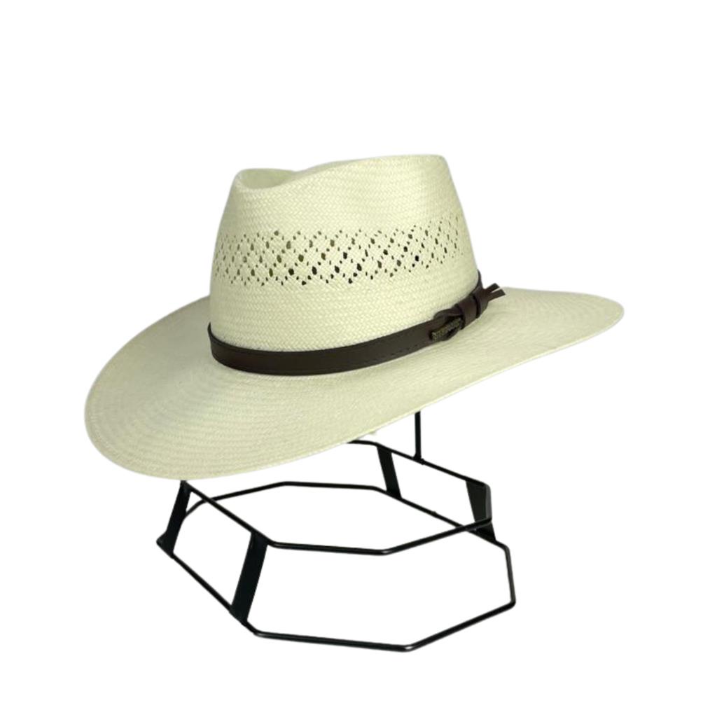 Chapéu Country Shantung Stetson Origjnal De Palha aba 9 Carneira Elástica Com Furos Na Copa