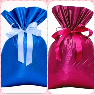 Saco  Presente com laço Azul / Pink / Ouro  Soft Touch Texturizado 30x45cm e 25x37cm em Oferta na Shopee