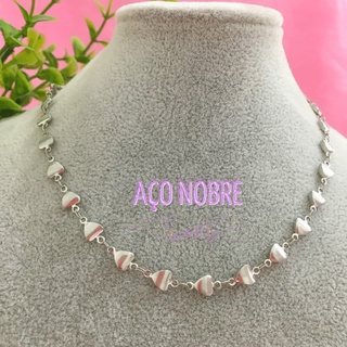 Choker Coração Maciço Aço Inoxidável Gargantilha Não Escurece