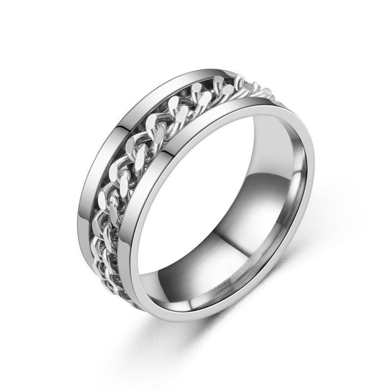 Anel Masculino Corrente Giratório Anel Em Aço inoxidável - Oferta