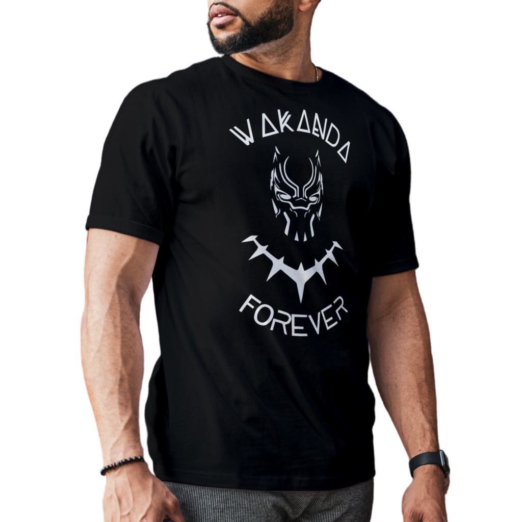 Camiseta Marvel Camisa Pantera Negra Roupas Masculinas e Femininas Blusas Super Hérois Fantasia Cosplay Wankanda Forever