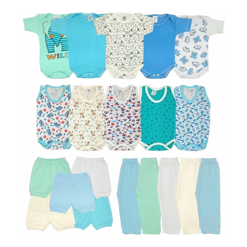 Super Kit Bebê Body e Mijão 20 Peças Maternidade Roupa De Bebê