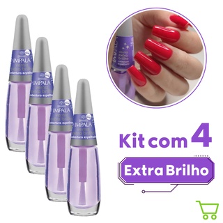 Kit 4 Esmalte Impala Extra Brilho Roxinho Secagem Rápida