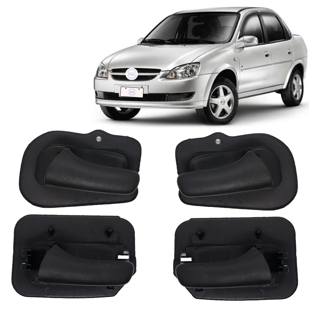 Kit 4 Maçanetas Internas Corsa Classic 94-16 Completas Preta em Oferta na Shopee