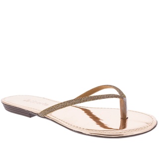 Rasteira Liberte Tiras Em Lurex Metalizada Rose
