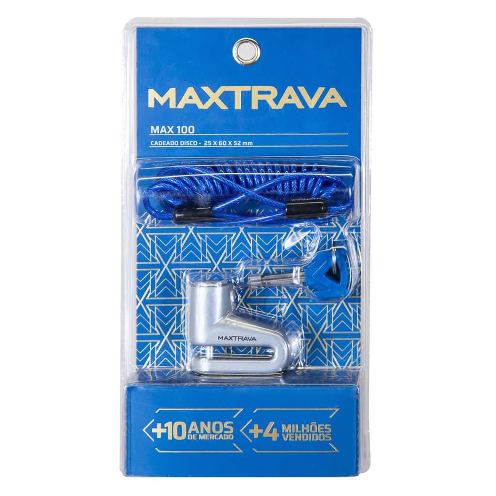Cadeado Moto Disco Cabo Lembrete 5.5MM Prata Max100 MAXTRAVA em Oferta na Shopee