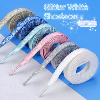 Nova Moda Glitter Cadarços Coloridos Plana Laços Sapato Para Atlético Tênis De Corrida Sapatos Bota 1 Cm Largura Cadarço Cordas 1 Par