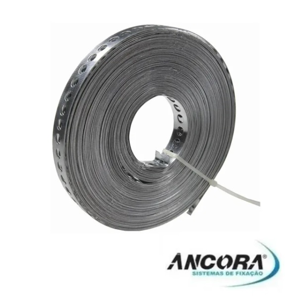 Fita Aço Perfurada Galvanizada 17mm x 25 Metros x 0,65mm Ancora