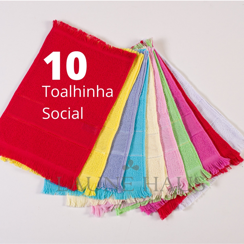 Kit Com 10 Toalhas Social 100% Algodão 20cm x 30cm Toalhinha De Mão Manicure Esmaltaria Artesanato Pintura