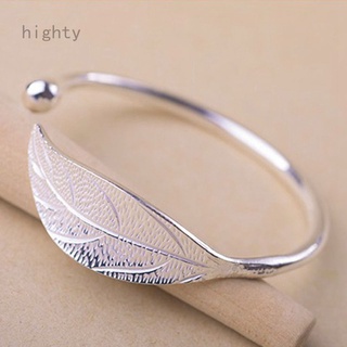 Bracelete Feminino Com Folhas De Alta Prata Esterlina 925