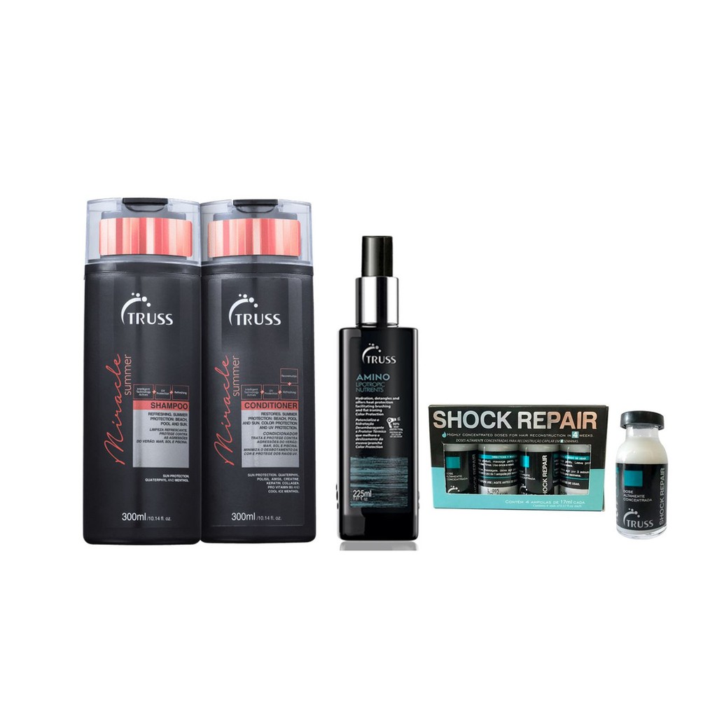 Truss Miracle Summer Shampoo e Condicionador e Amino e Shock Repair