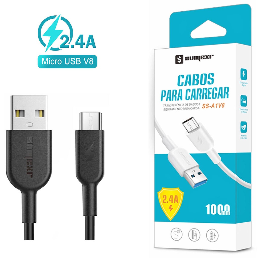 Kenux Cabo Magnético Usb Tipo C, Micro Usb V8, Ios - Android e iPhone - Carregamento Rápido 2.4A Sumexr SX-B16 Lightning