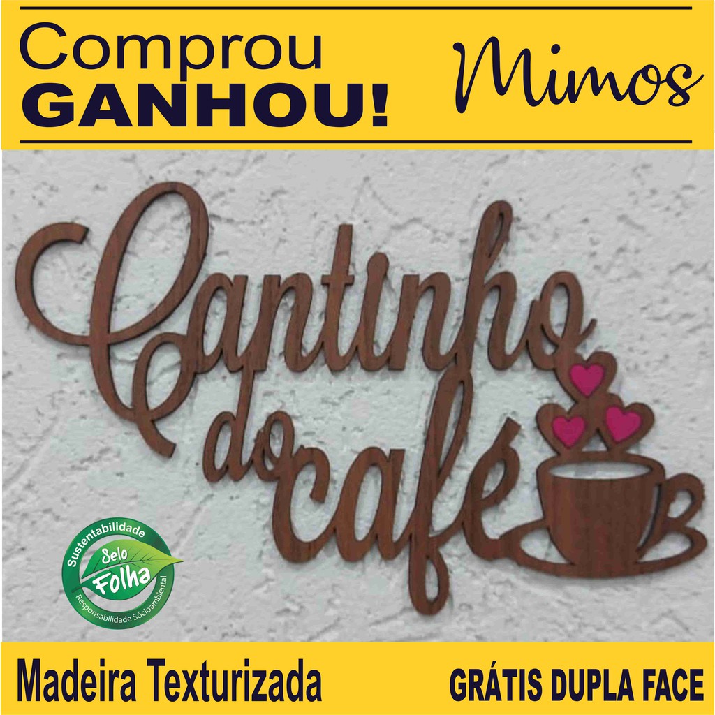 Cantinho Do Café 29x16cm -  Mdf Texturizado 2 Cores