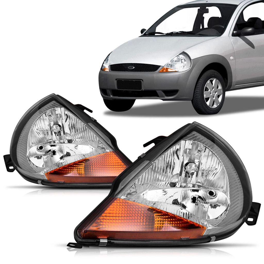 Farol Ka 99 2000 2001 2002 2003 2004 2005 2006 2007 Foco Duplo Cromado Pisca Ambar em Oferta na Shopee